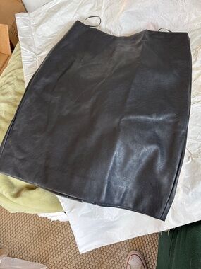 J. Crew Black Faux Leather Pencil Skirt